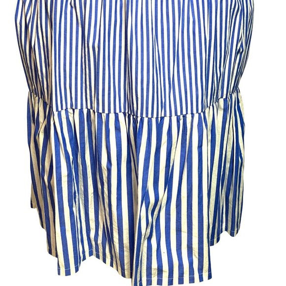 J Crew Striped Blue & White Sleeveless Tiered Dress Size 16 Cotton Blend - Picture 5 of 10